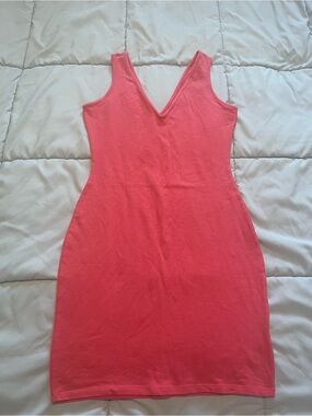 wild fable Coral Pink V-Neck Bodycon Dress